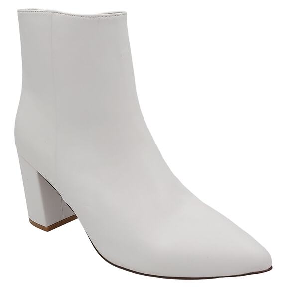 Smash Shoes Women Chunky Block Heel Ankle Booties Chiku Size US 10 White - Picture 1 of 6